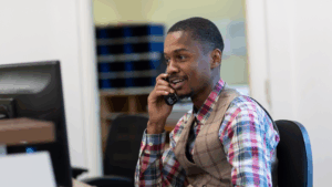 Hafod Housing Association a colleague talking on the phone