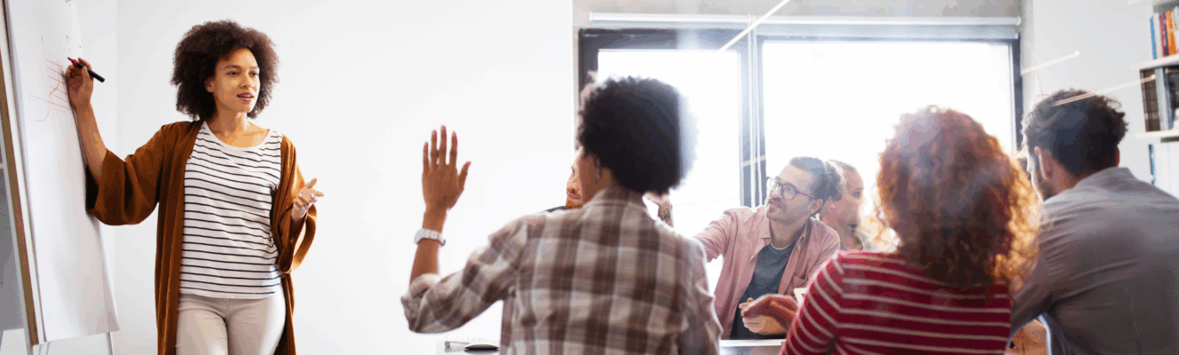 People sitting around a table discussing something